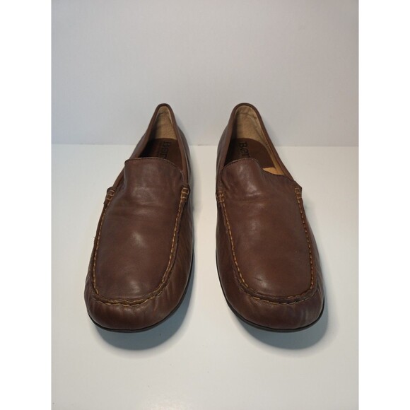 Men’s 11 BORN Brown Casual Comfy Driving Mocs Moccasin Loafers Very Soft Leather - Picture 4 of 9